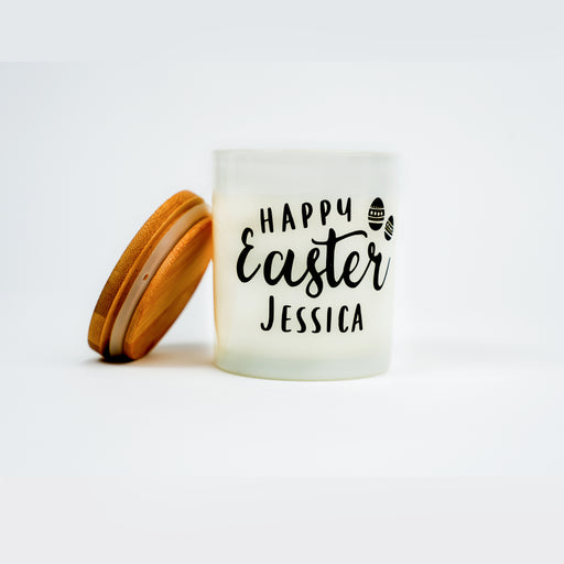 Personalised Luxury Soy Wax Scented Candle with two Wooden Wicks - Easter