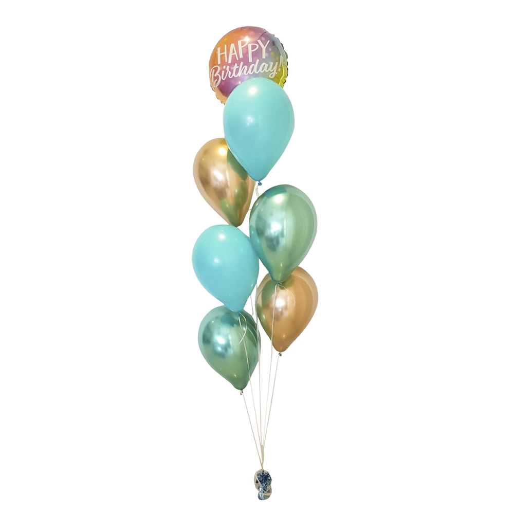 Six Balloon Bouquet-Two Foil & Four Latex Helium Balloons Choose any colour of your choice for all occasions