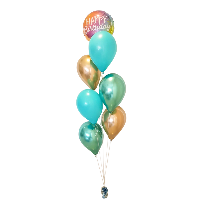 Six Balloon Bouquet-Two Foil & Four Latex Helium Balloons Choose any colour of your choice for all occasions