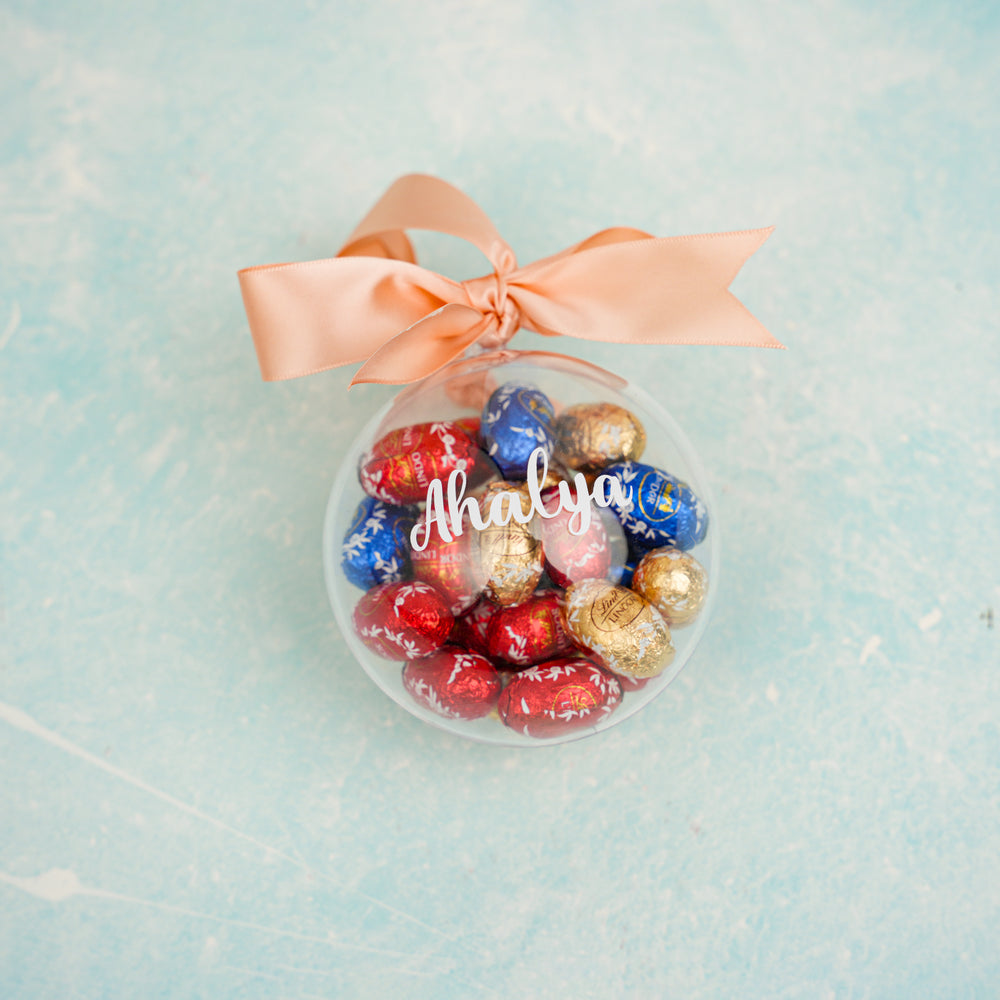 Personalised Bauble with Assorted Lindt Lindor Mini Eggs inside