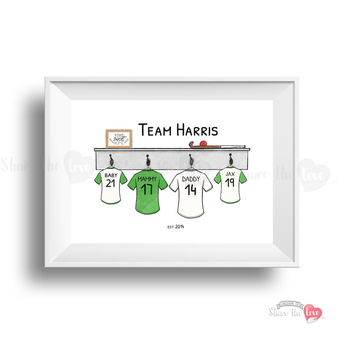 Dad's Hockey Team Artwork Green Frame