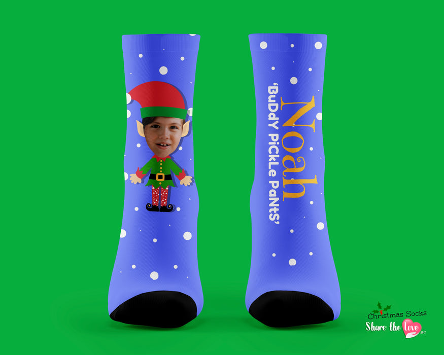 Christmas Purple Elf Personalised Socks
