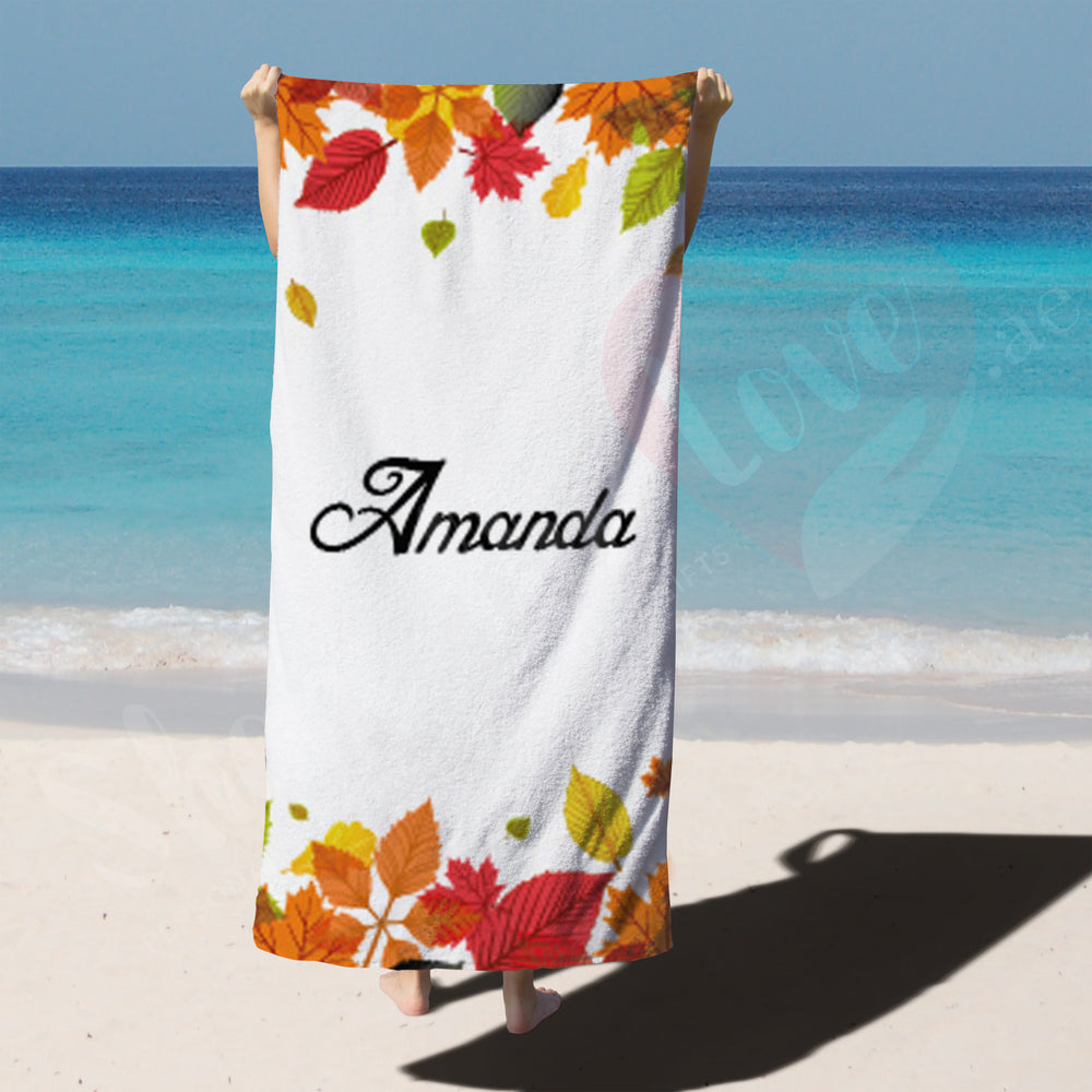 Personalised Towel - Autumn Leaves Theme