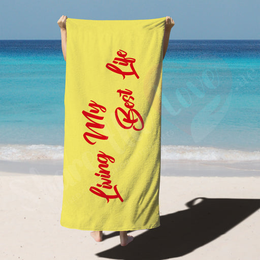 LIving my best Life Yellow Beach Towel