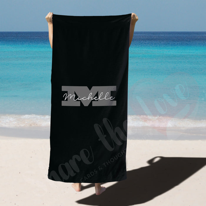 Personalised Towel - Black Towel with name