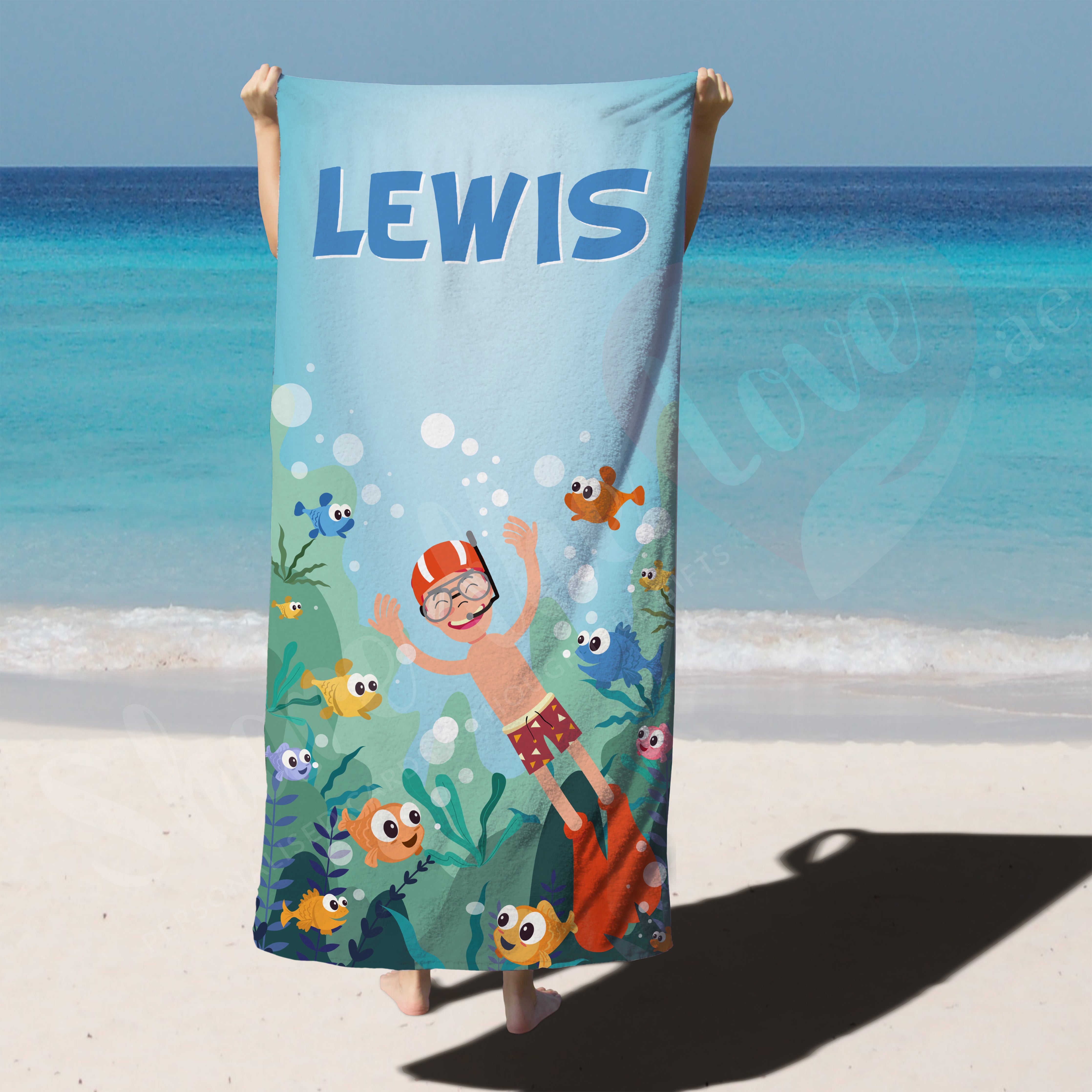 Personalised Towel - Kids Boy Under water