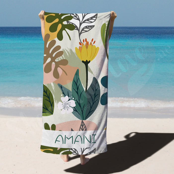 Personalised Towel - Flowers with Name