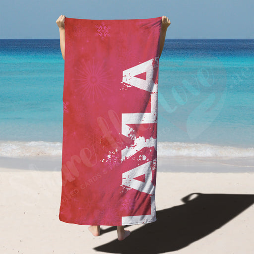 Personalised Towel - Red floral with name