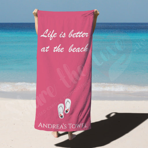 Personalised Towel - Pink towel with Name
