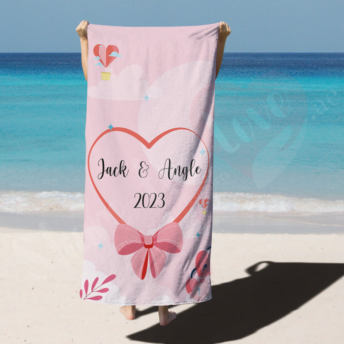 Personalised Towel - Love Heart with Couple Name