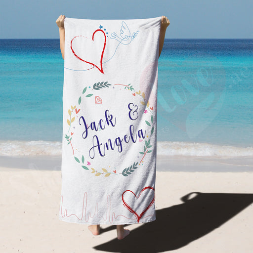Personalised Towel - Love Life Line with Couple Name