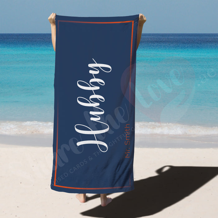 Personalised Towel - Hubby Name - (With Name A)