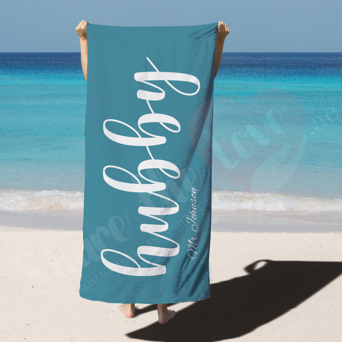Personalised Towel - Hubby Name - (With Name A)