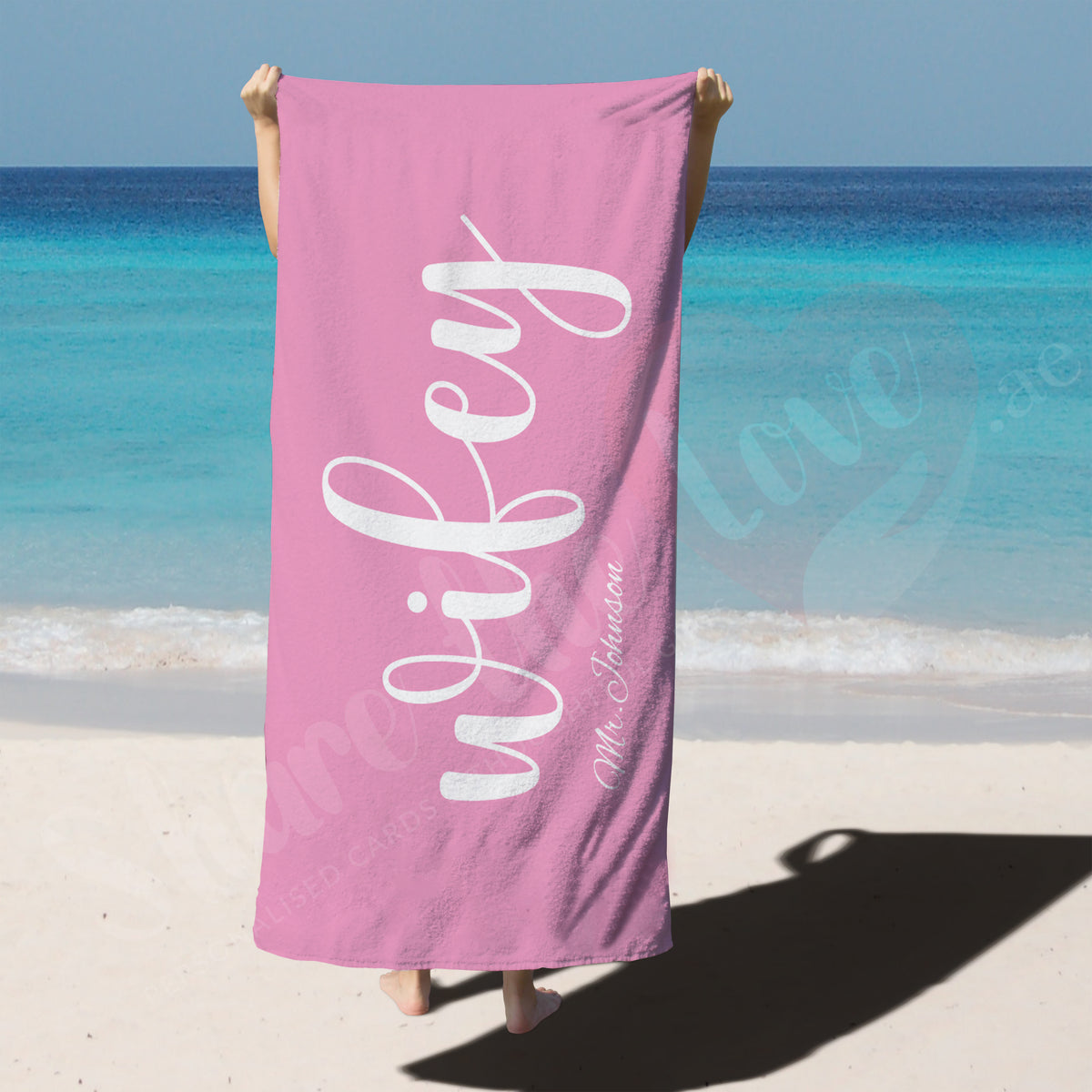 Personalized Wolf Moon Beach Towel - Custom Name 30x60 Inch Large Pool Towel Blanket