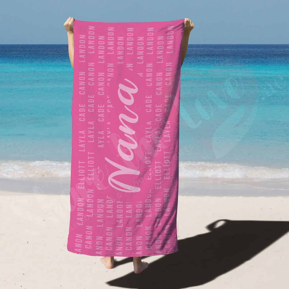 Personalised Towel - Childrens names for Nana