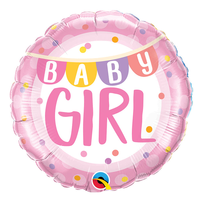 18" Foil Baby Girl Banner and Dots