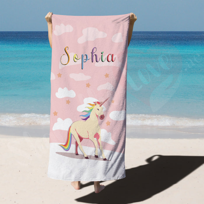 Personalised Towel - Unicorn with name