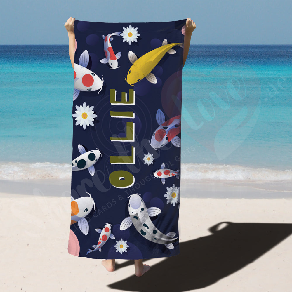 Personalised Towel - Underwater fish with name