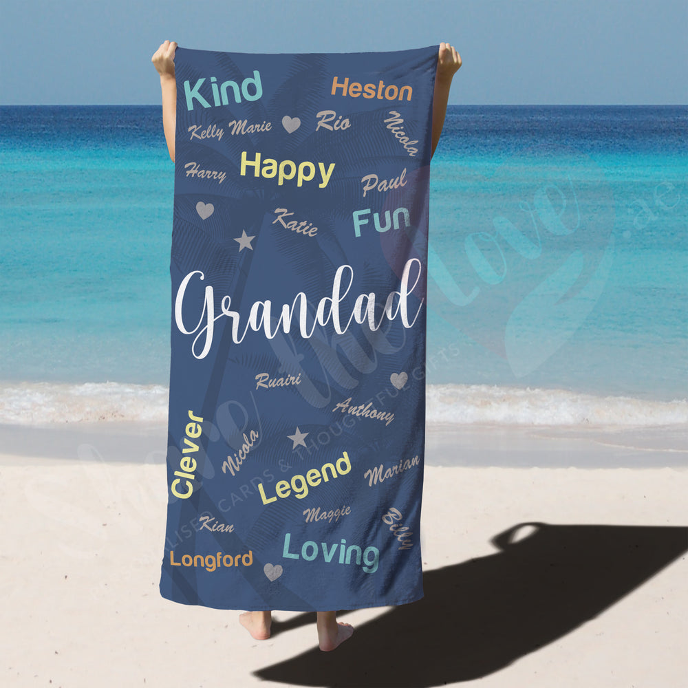 Personalised Towel - Family Names for Grandad