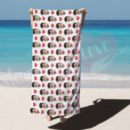 Personalised Towel - Photo with Hearts