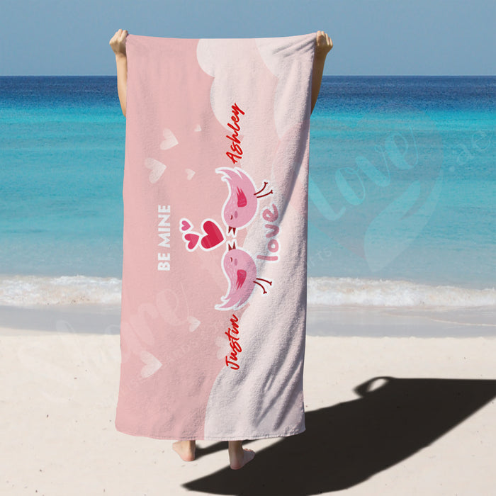 Personalised Towel - Love Birds (Gift for him/her)