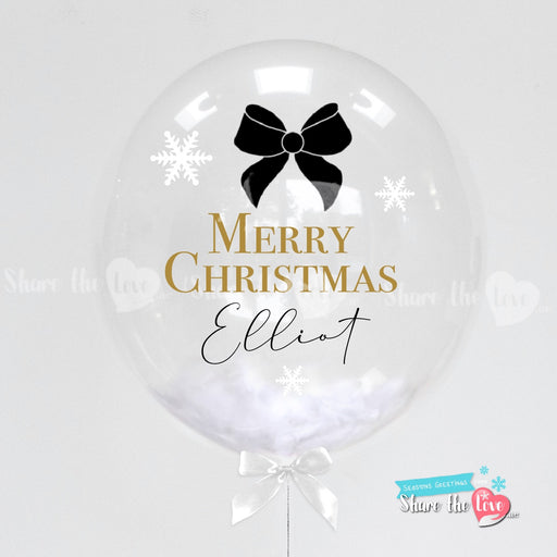 Christmas Bow Black - Personalised Bubble Balloon