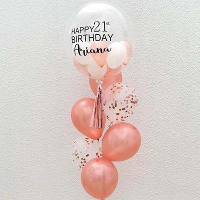Rose Gold Bubble - Personalised Balloon Bouquet