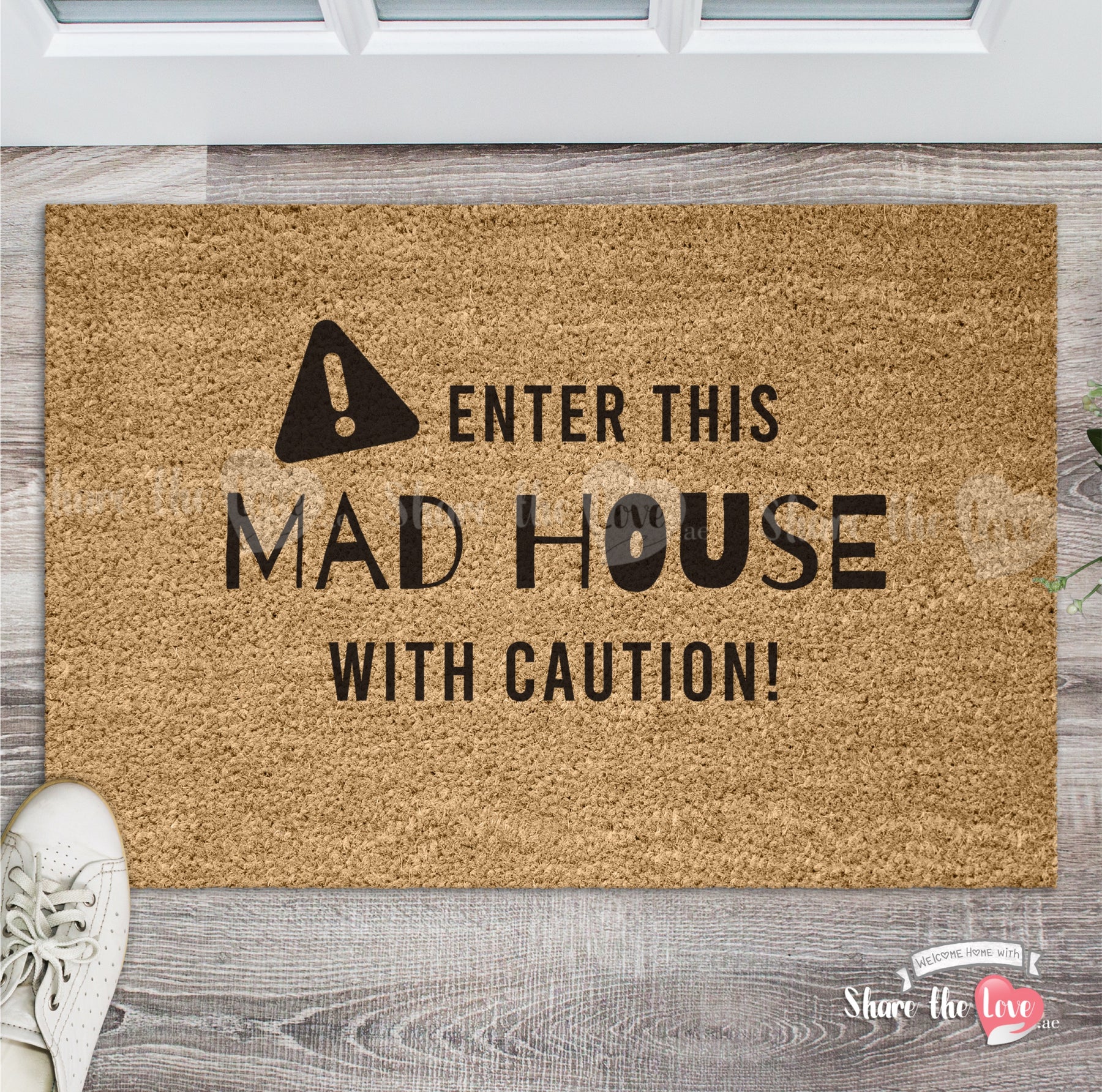 Caution Mad House Doormat