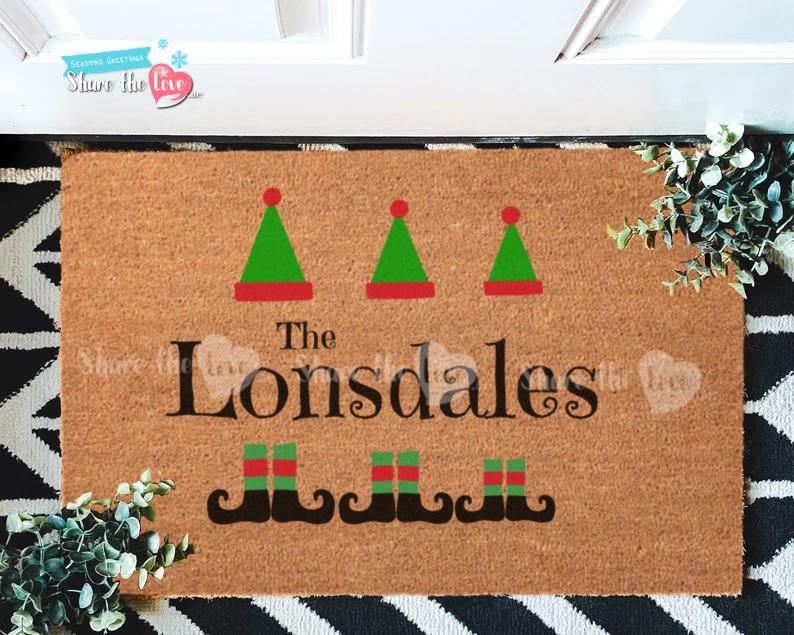 Christmas Doormat Elves