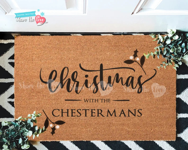 Christmas Doormat Mistletoe