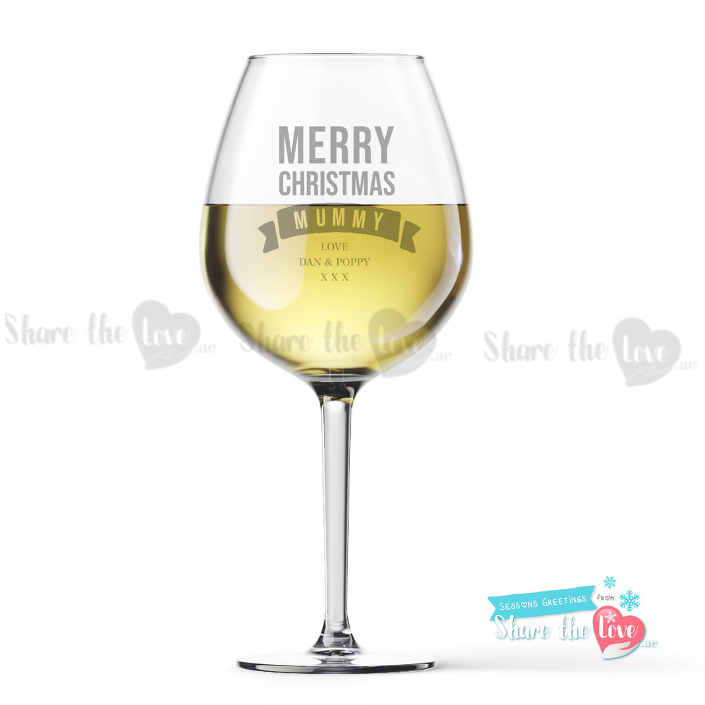 Merry Christmas Mummy Wine Glass