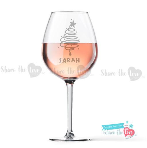 Personalised Name Chrismas Tree Wine Glass