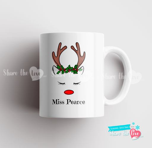 Christmas Reindeer Personalised Mug