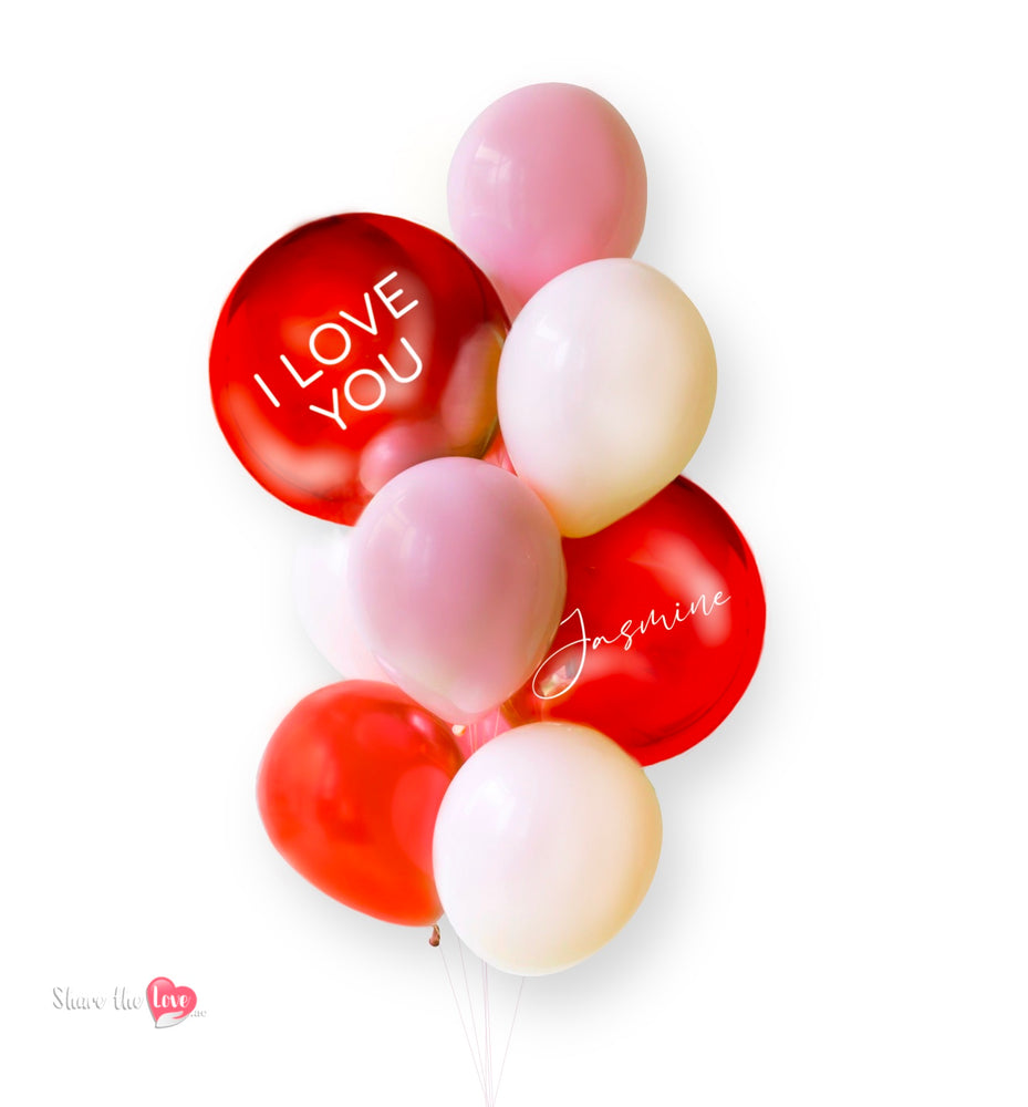 Deep Red Orbs  - Personalised Balloon Bouquet