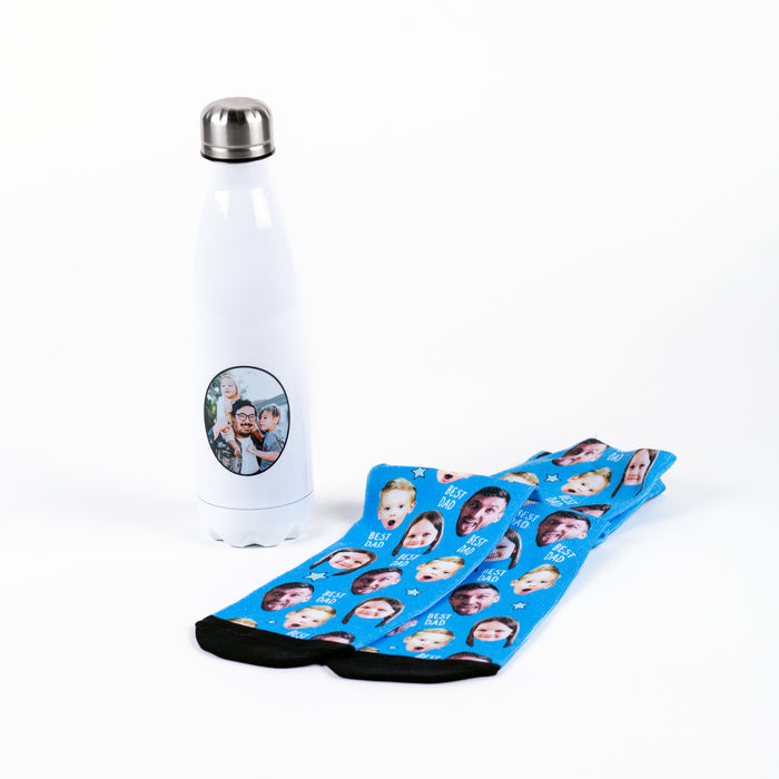 Father's Day Personalised Bottle & Socks - 2pc Set