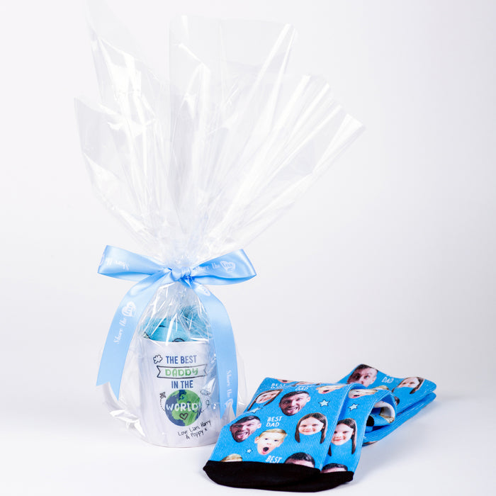 Father's Day Personalised Designer Mug & Socks - 2pc Wrapped Giftset