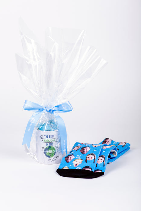 Father's Day Personalised Designer Mug & Socks - 2pc Wrapped Giftset
