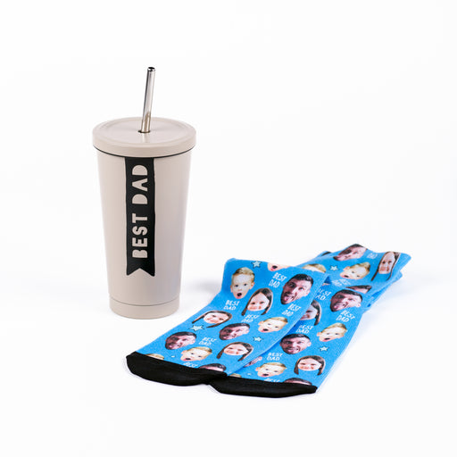 Father's Day Personalised Tumbler & Face Socks - 2pc Set