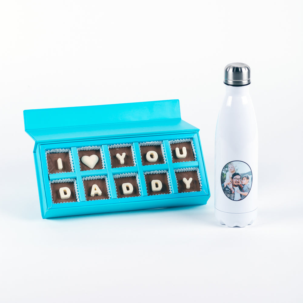 Father's Day Personalised Water Bottle & Chocolate Set