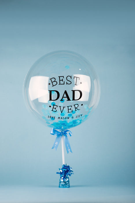 Father's day Personalised Bubble Balloon with Confetti on a Stick
