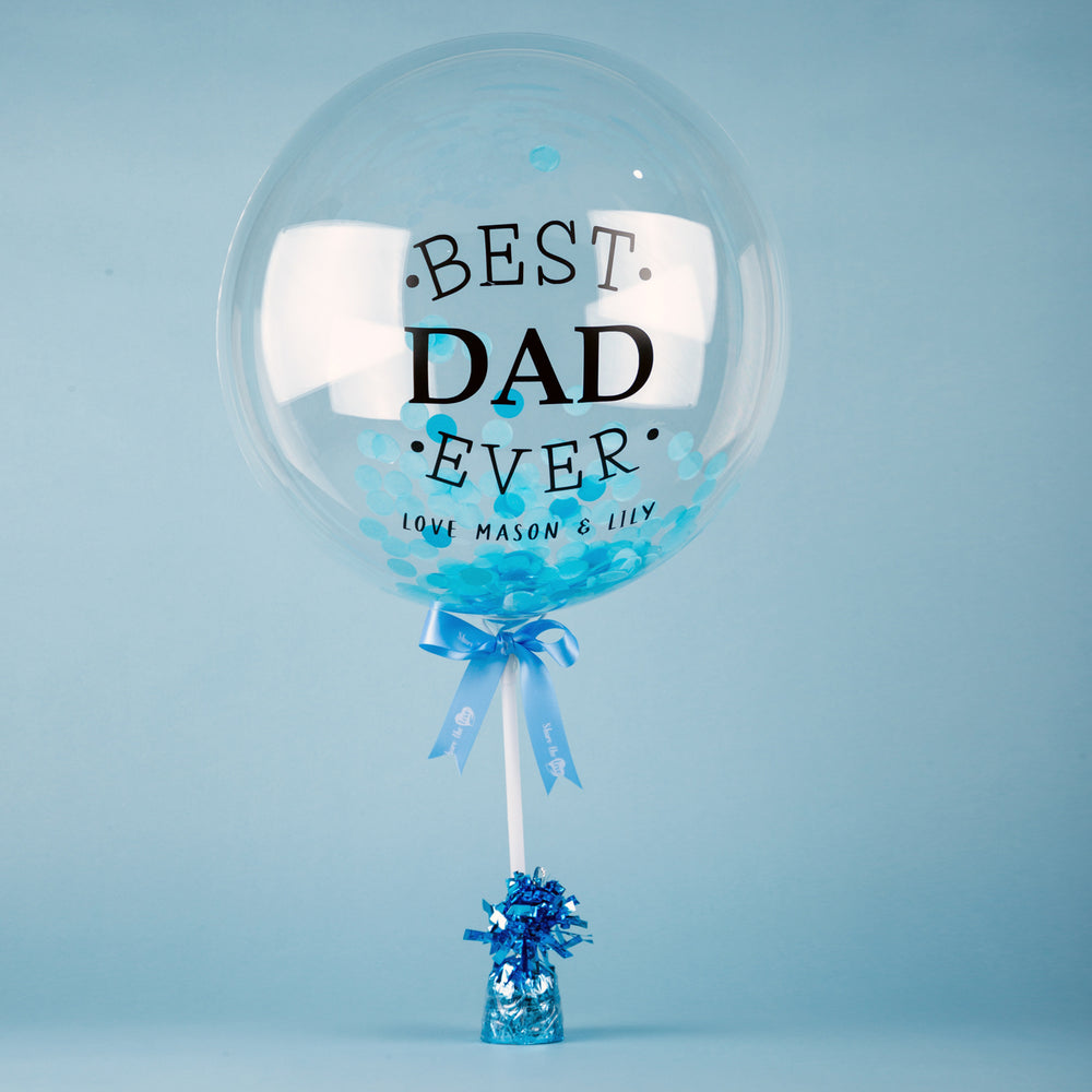 Father's day Personalised Bubble Balloon with Confetti on a Stick