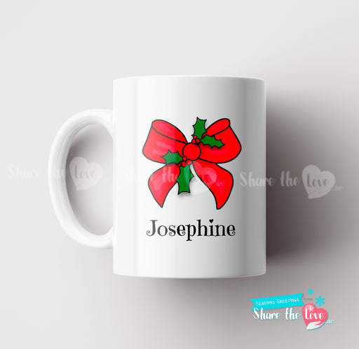 Festive Bow Personalised Mug