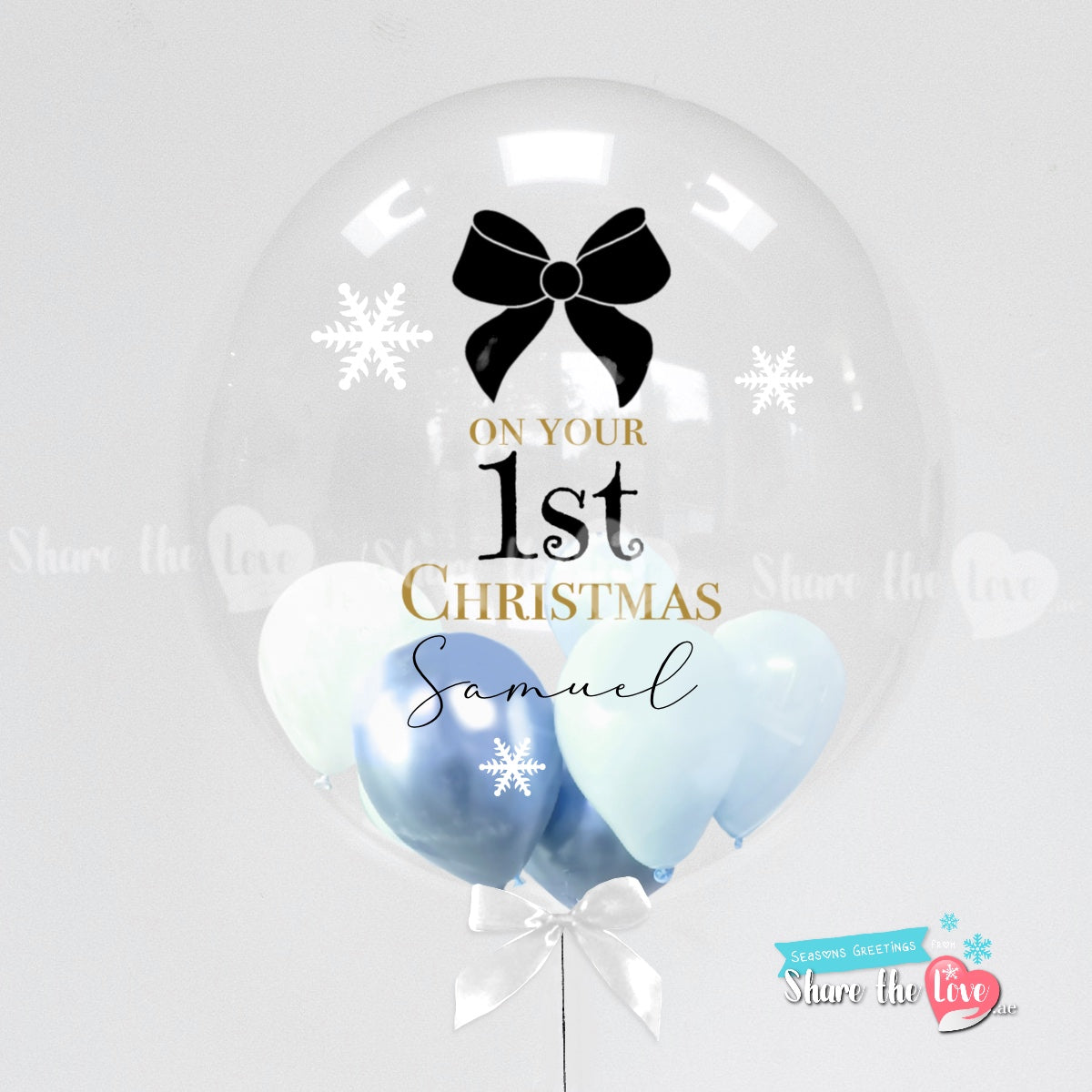 1st Christmas Boy Personalised Bubble Balloon