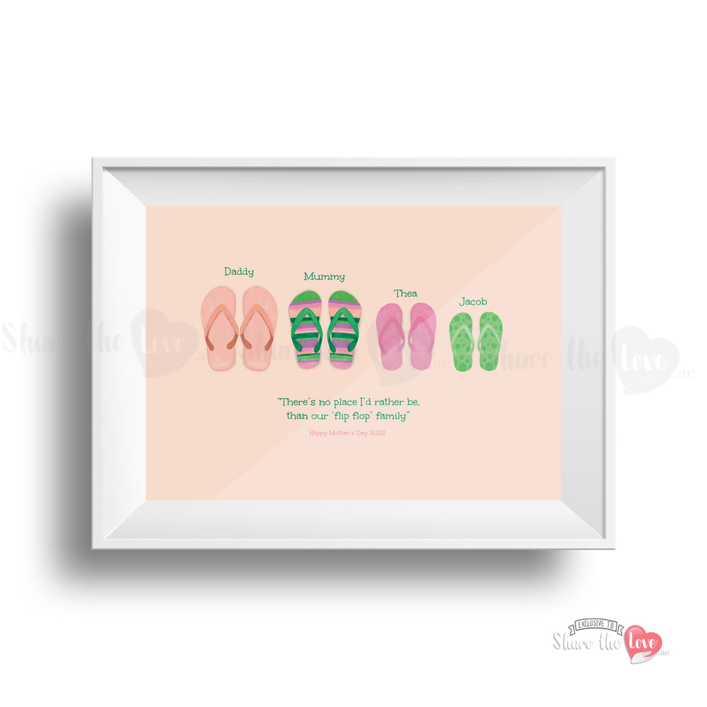 Mother's Day Flip Flop Family Artwork Pink Frame