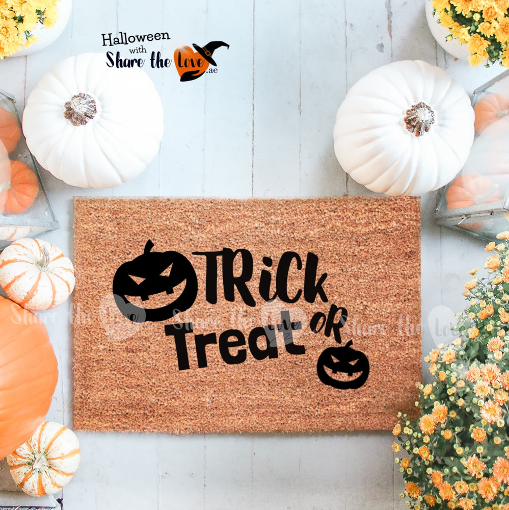 Trick Or Treat Pumpkins Doormat
