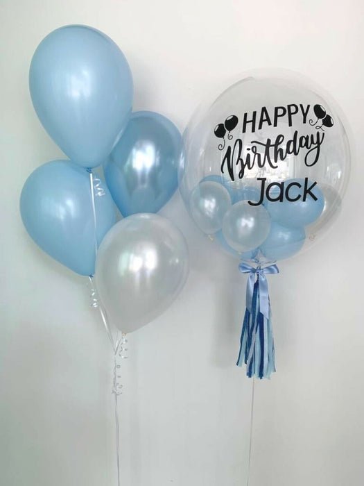 Lavish Blue Bubble -  Personalized Balloon Bouquet