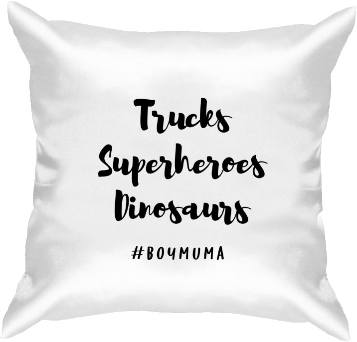 Trucks, Superheroes, Dinasaurs Cushion design