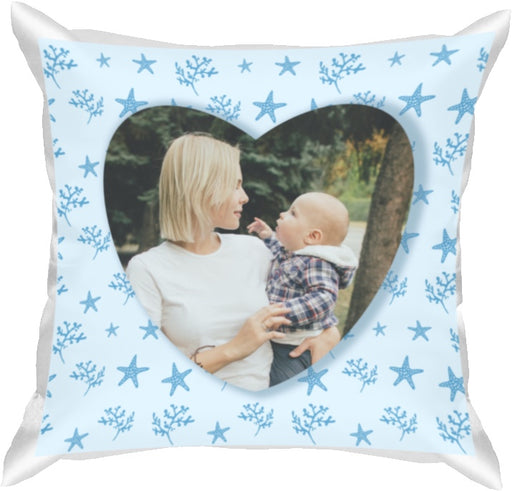 Blue Heart Cushion with Image
