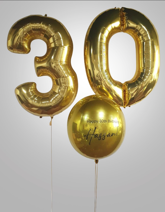 Orbs And Number Balloon Combo - Personalised Balloon