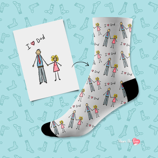 I Love You Daddy Doodle Art Socks